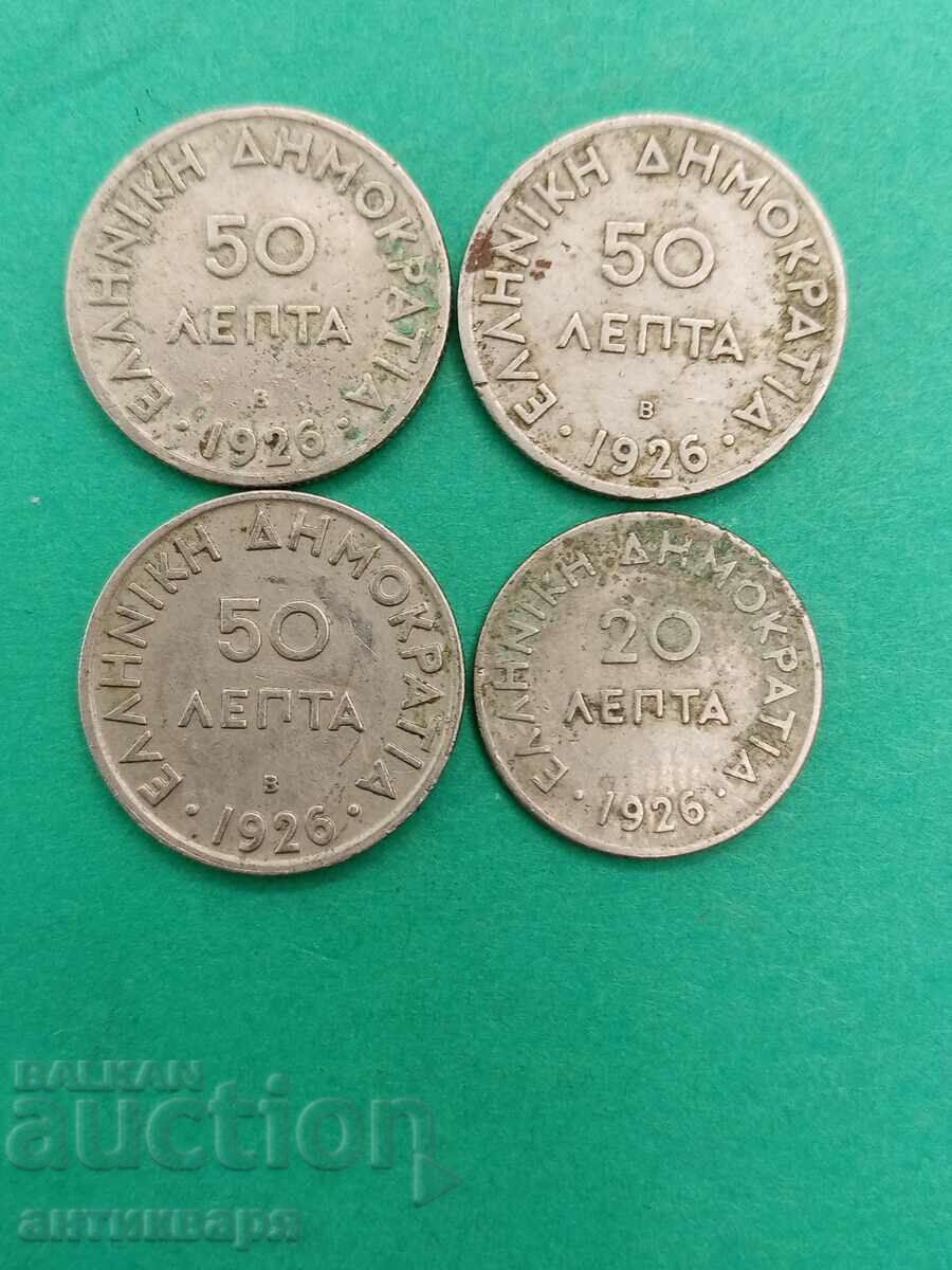50 - 20 Lepta 1926 Greece 4 pieces - 70