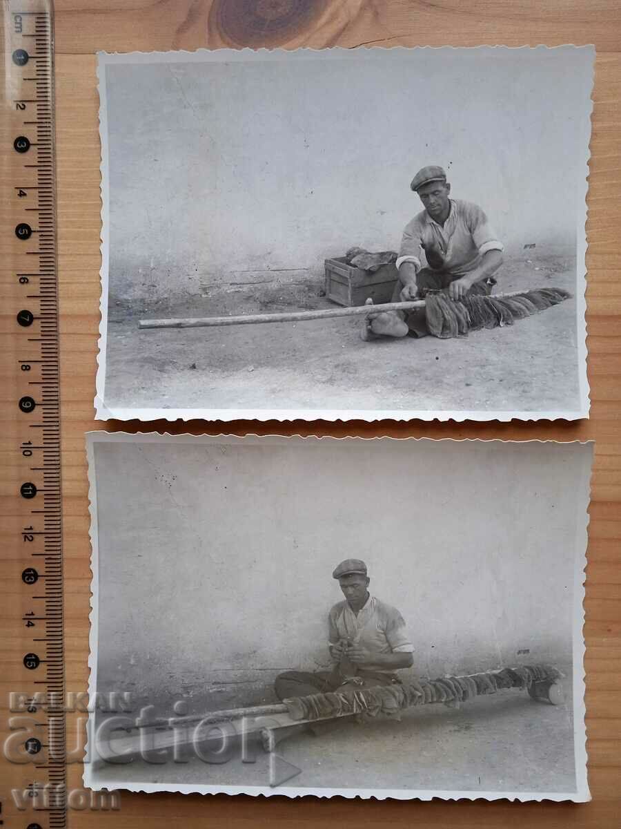 Stringing tobacco in a new way 2 old photos
