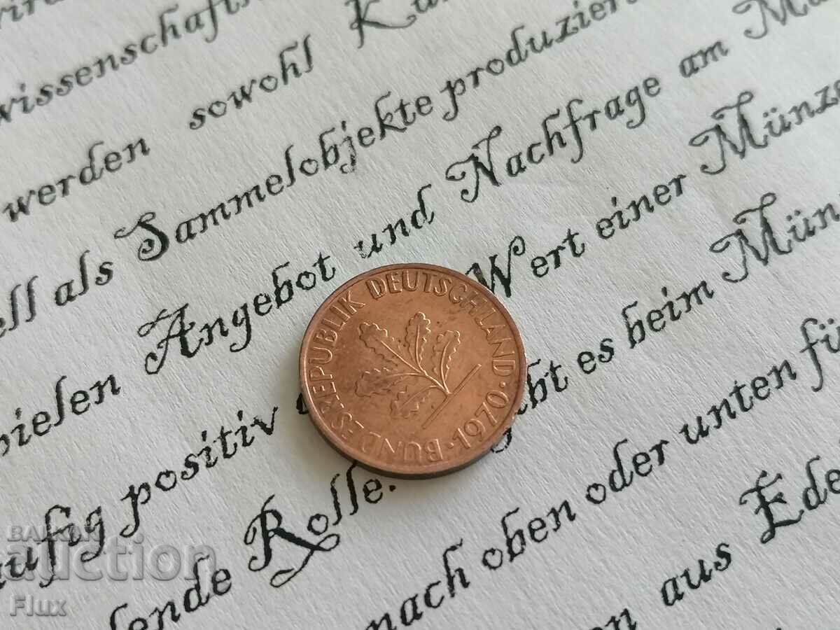 Coin - Germany - 1 pfennig | 1970; series G with price 0.75 BGN | € 0.38 Coin - Germany - 1 pfennig | 1970; series G with price 0.75 BGN | € 0.38