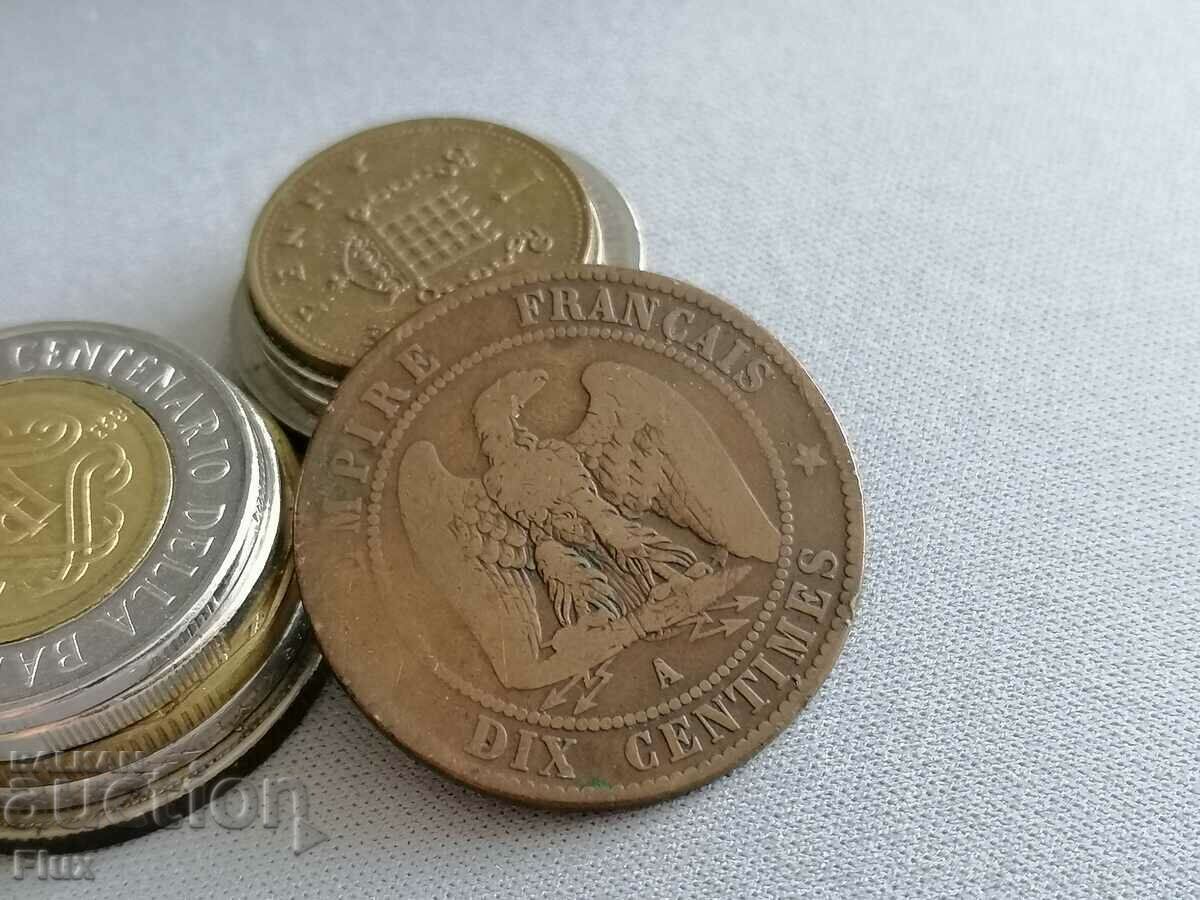 Mонета - Франция - 10 сентима (Наполеон III) | 1862г.