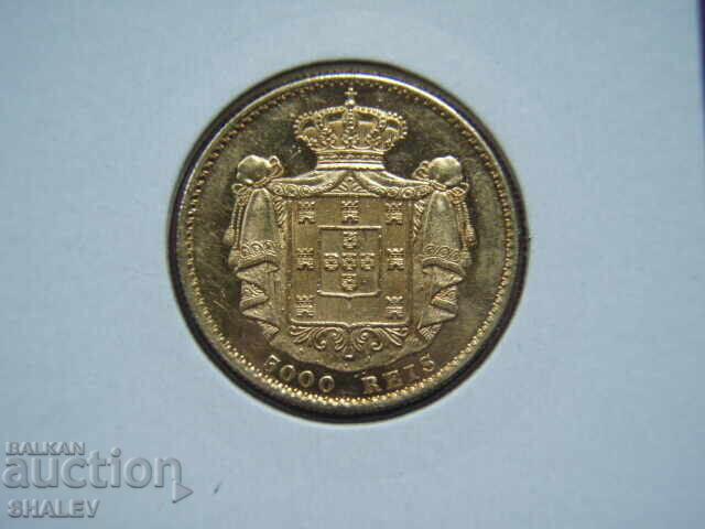 Доставка на 5000 Reis 1871 Portugal (5000 рейс Португалия) - AU+ (злато)