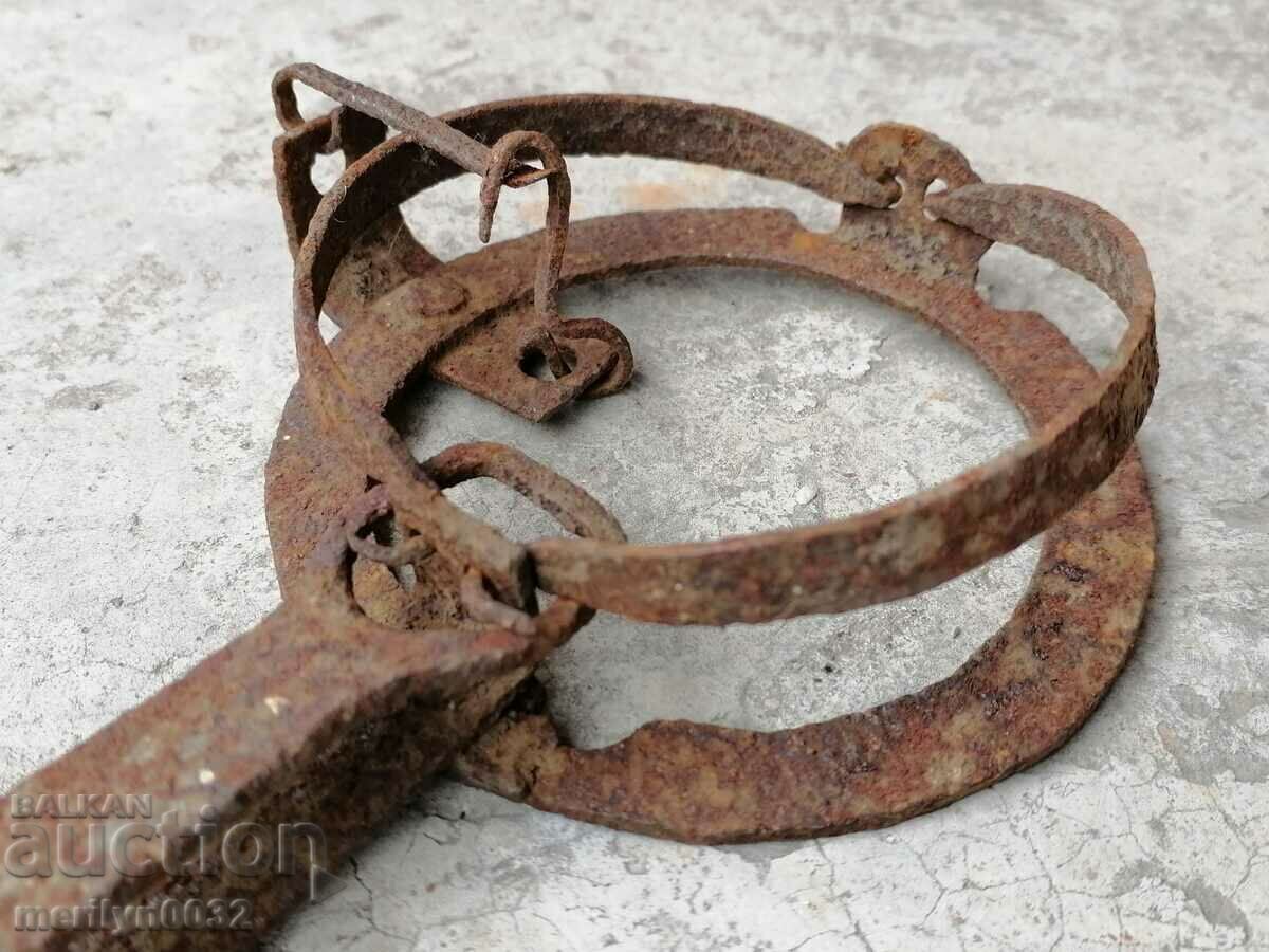 Auction Old hand forged trap, wrought iron Auction Old hand forged trap, wrought iron