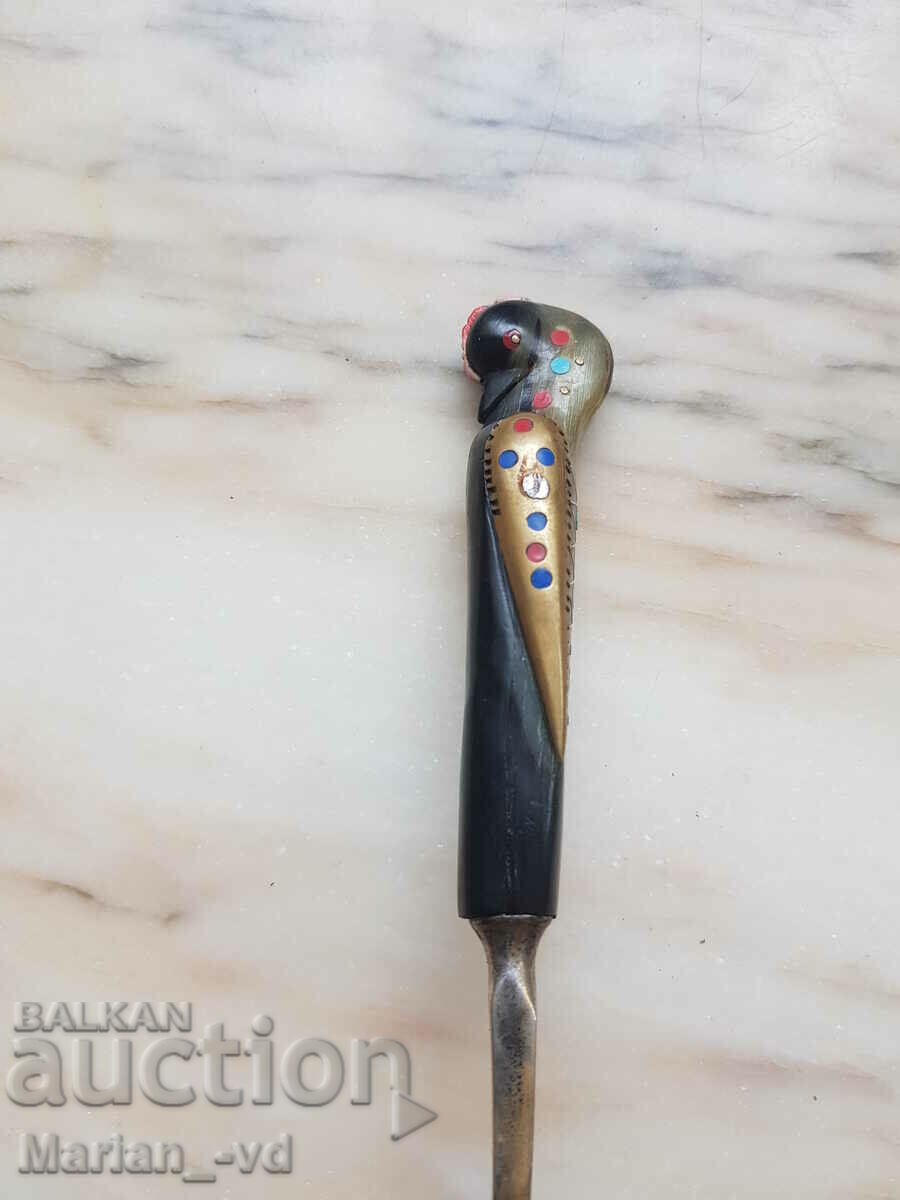 Old bronze spoon with buffalo horn handle with price 25.00 BGN | € 12.78