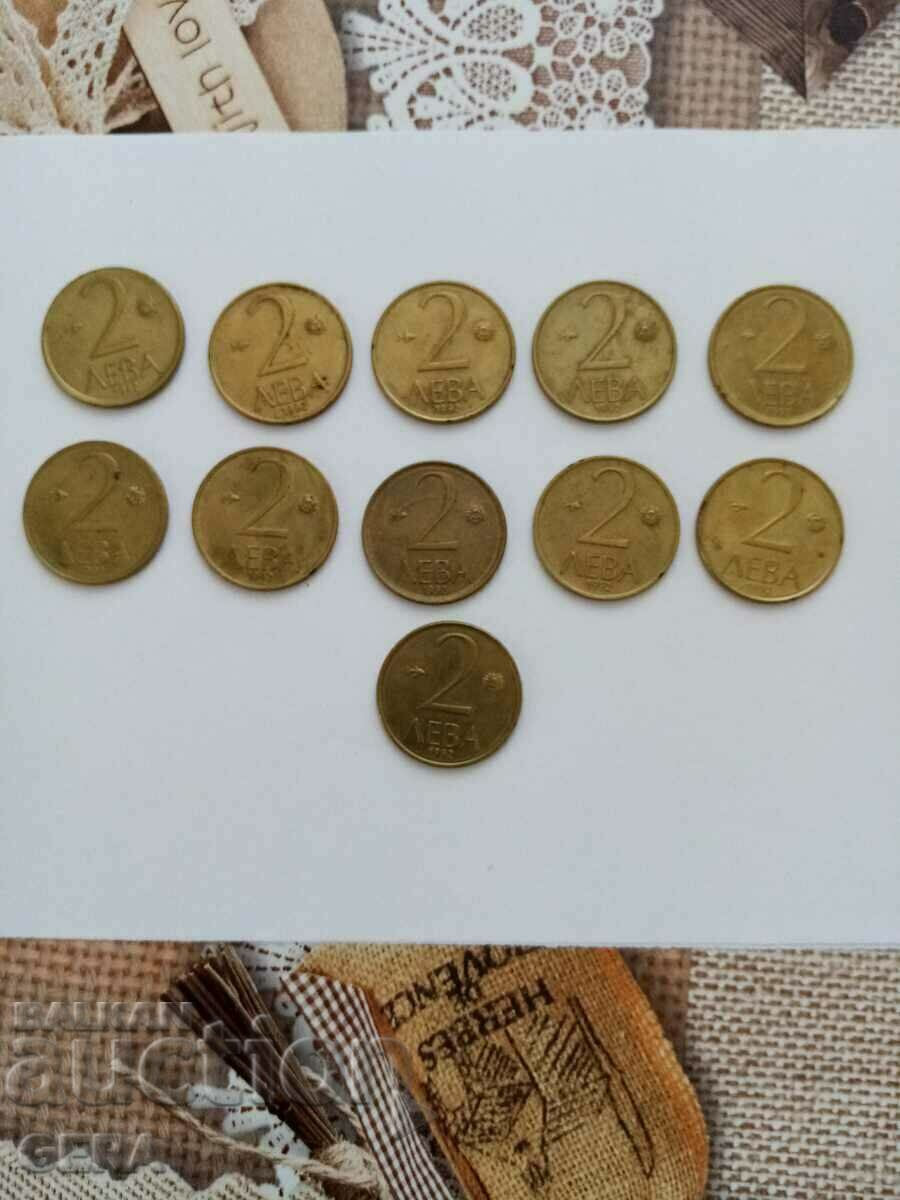 Монети 2 лева 1992 год