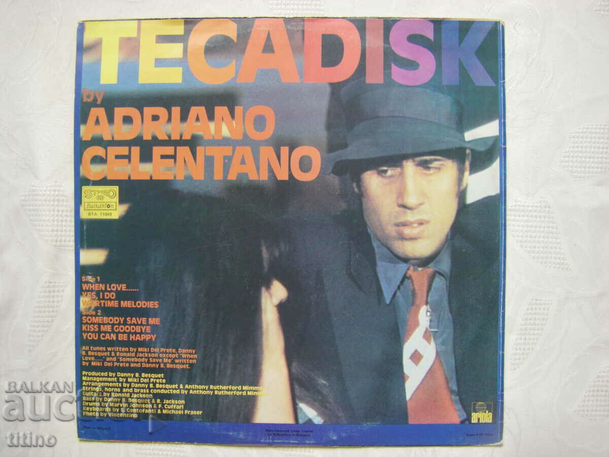 Delivery of BTA 11049 - Adriano Celentano. Tecadisk Delivery of BTA 11049 - Adriano Celentano. Tecadisk