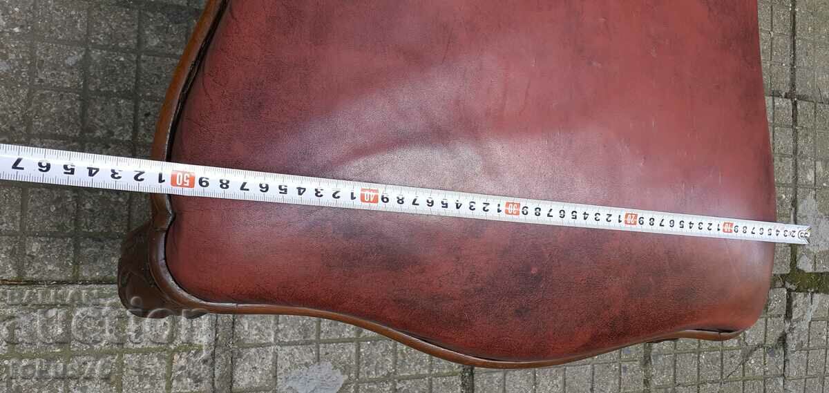 Unique chair antique solid walnut natural leather Louis 15 - 6