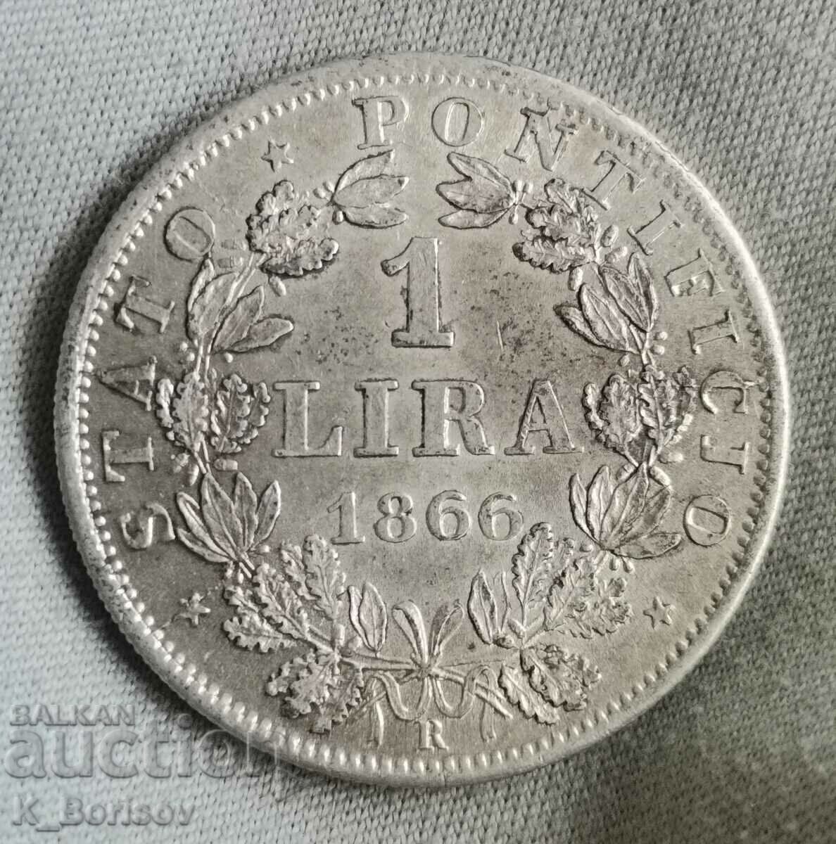 Παπικά κράτη 1 Λίρα 1866