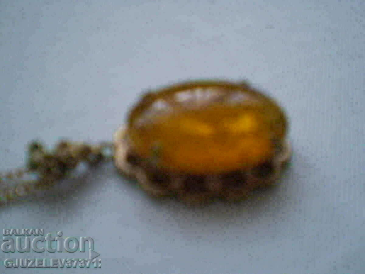 RETRO PENDANT VINTAGE MELTED AMBER USSR JEWELRY - 5