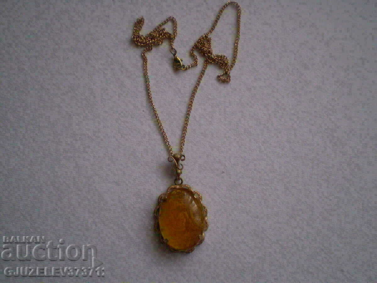 RETRO PENDANT VINTAGE MELTED AMBER USSR JEWELRY - 6