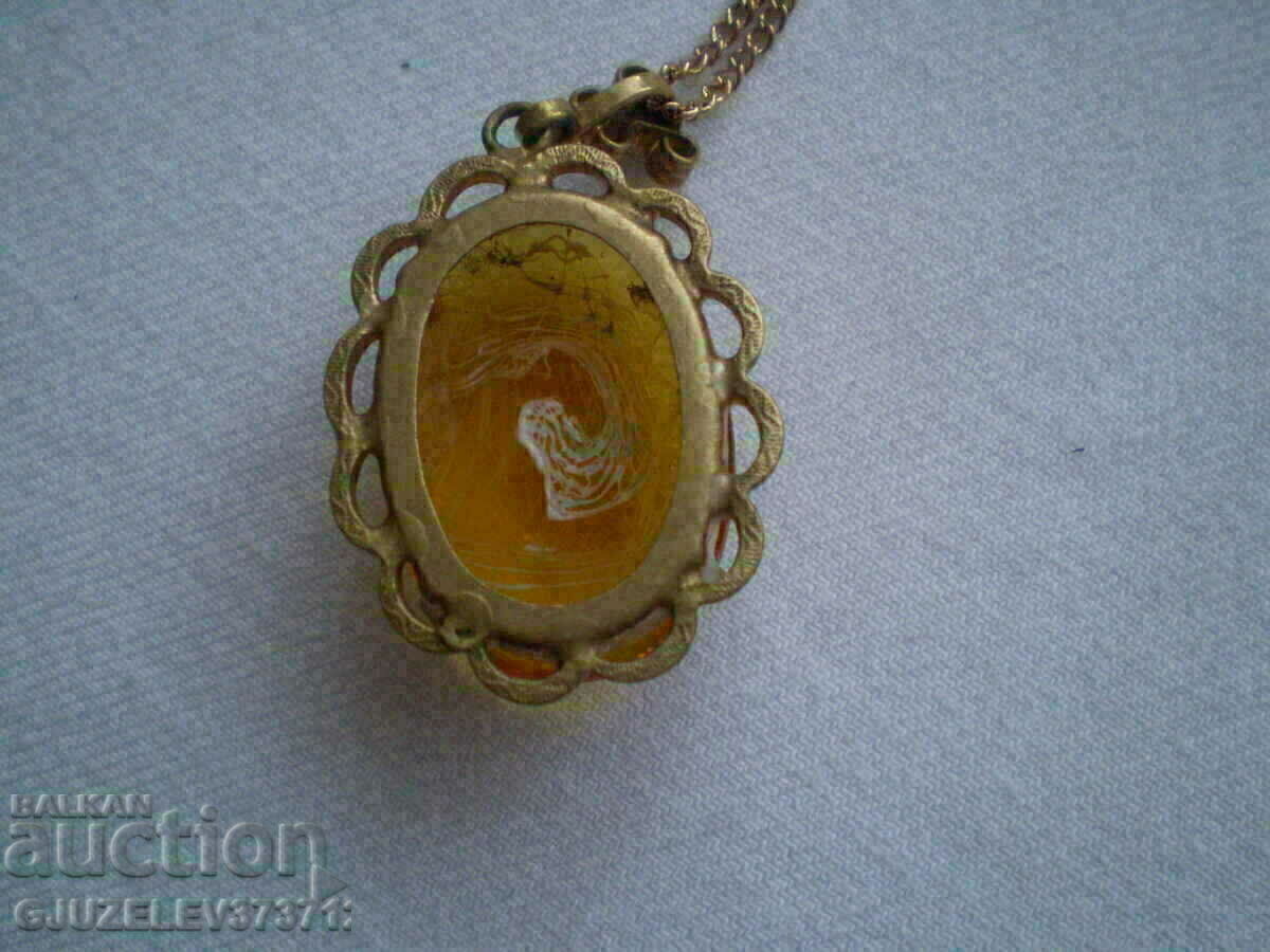RETRO PENDANT VINTAGE MELTED AMBER USSR JEWELRY - 7