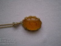 RETRO PENDANT VINTAGE MELTED AMBER USSR JEWELRY