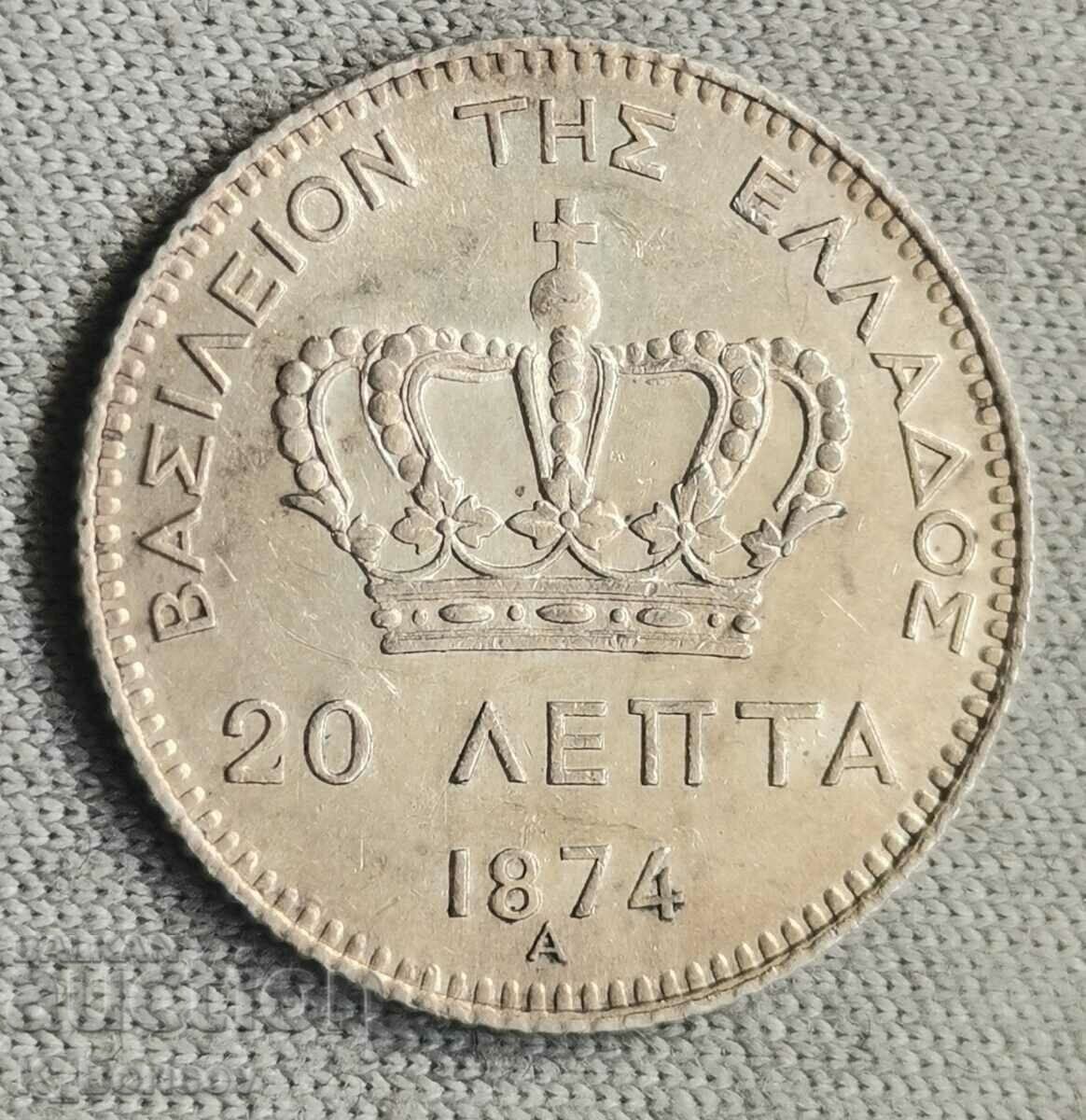 Grecia 20 Lepta 1874