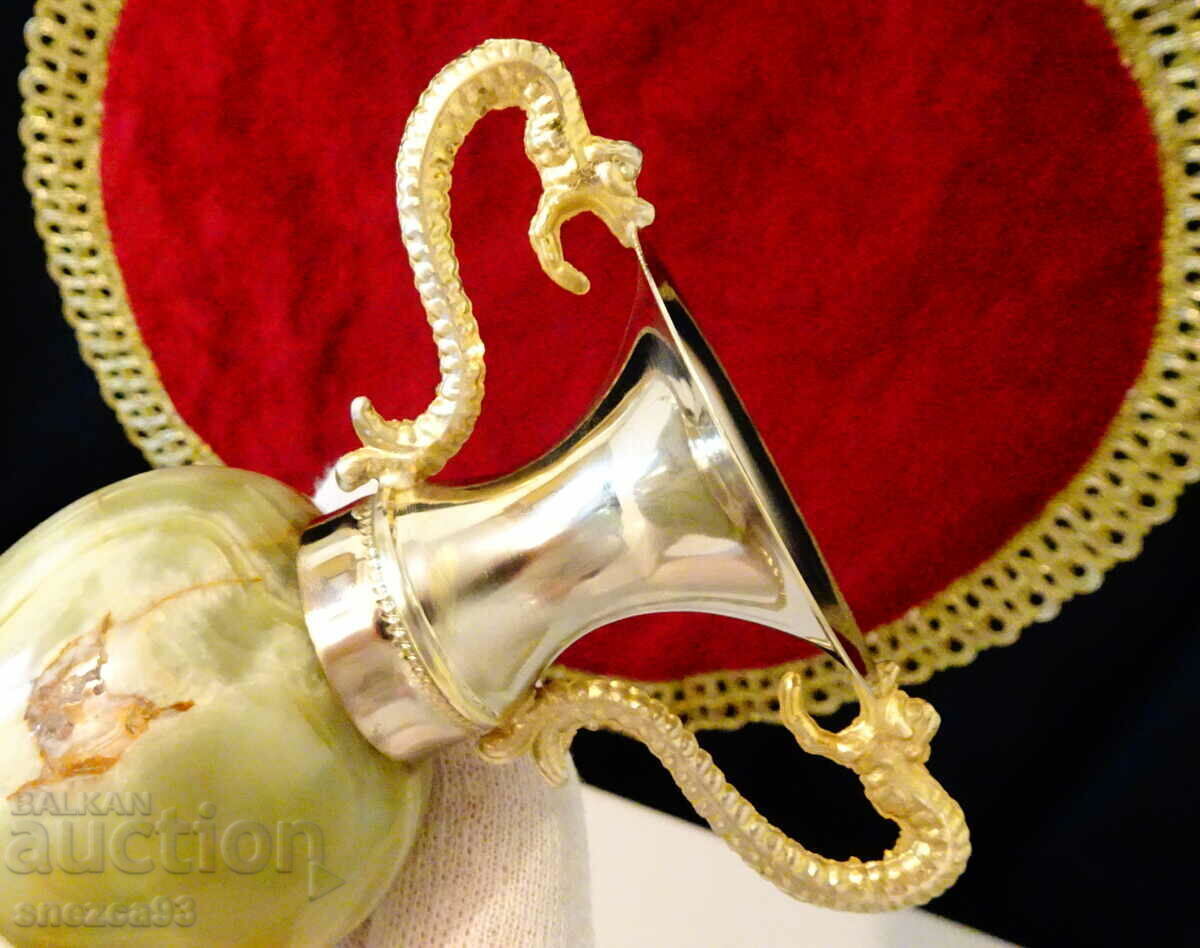 Vază argintată, amforă, onix 15 cm, dragoni - 7 Vază argintată, amforă, onix 15 cm, dragoni - 7