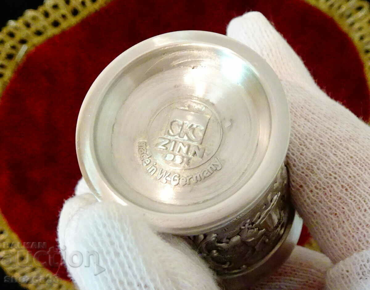 Pewter rakia cup with rural scenes - 6 Pewter rakia cup with rural scenes - 6