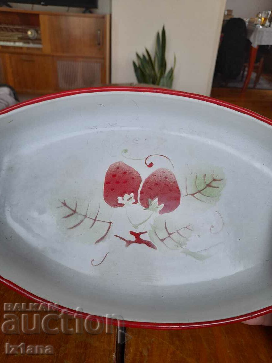 Old enameled tray, casserole - 5