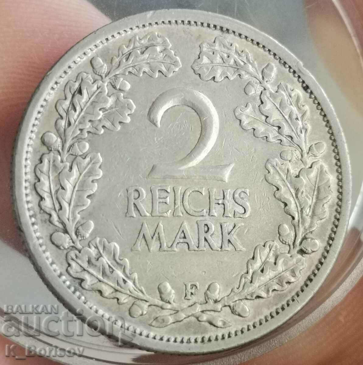Ваймарска Германия 2 марки 1927 F