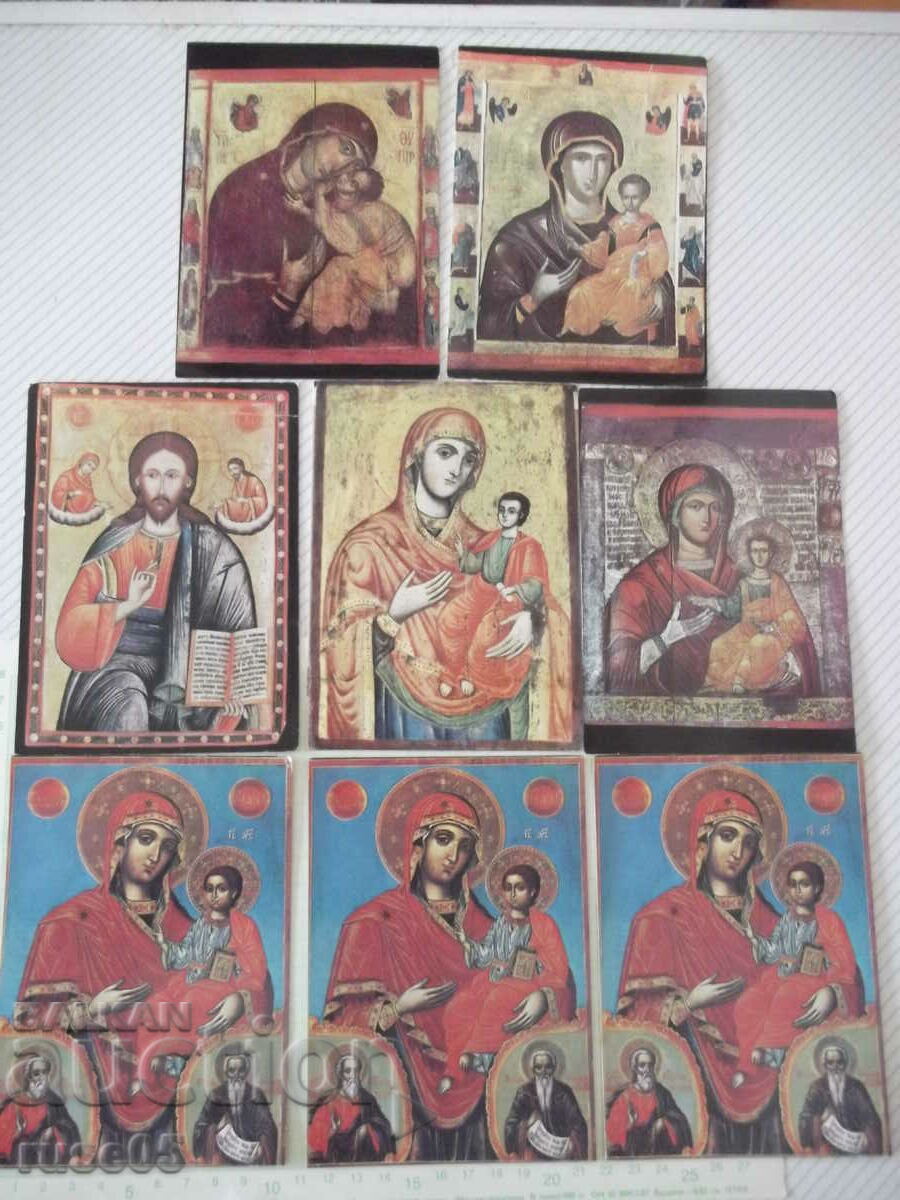 Lot of 8 pcs. postcards with icon images