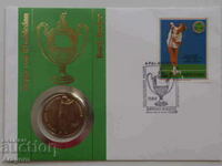 rare Andorra 2 dinar coin and stamp envelope 1987
