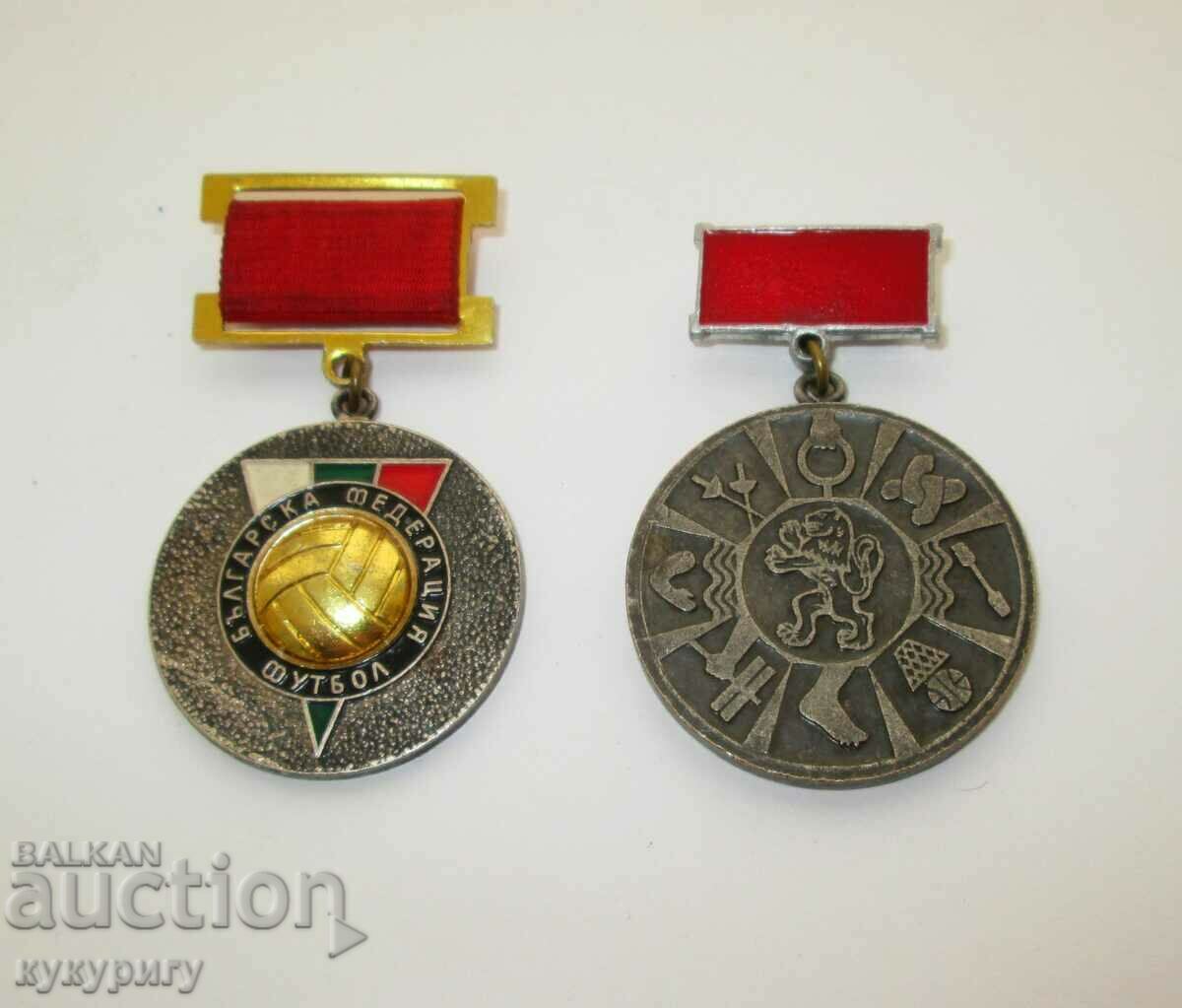 Two sports medal badges football for special merit