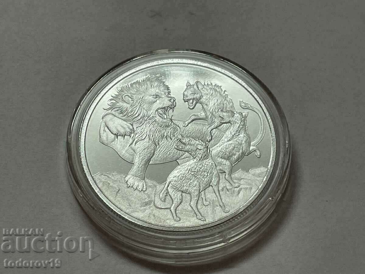 Auction 1 oz Silver LION vs. HYENAS - Nuyere 2022 Auction 1 oz Silver LION vs. HYENAS - Nuyere 2022