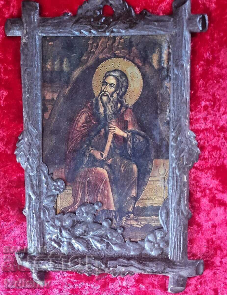 Auction An old frame with an image of a saint placed in it Auction An old frame with an image of a saint placed in it