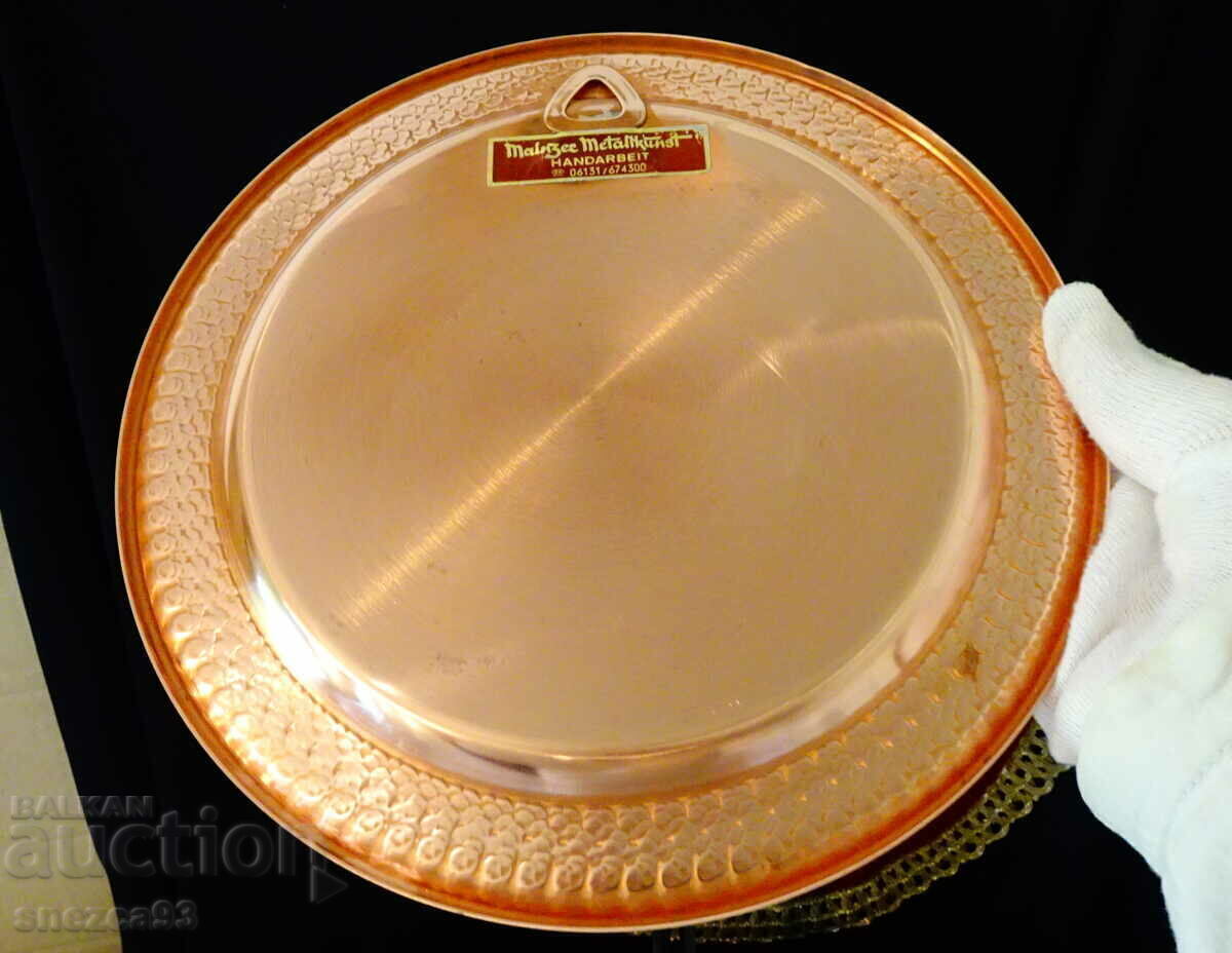 Delivery of Copper plate, panel, platter, tray with eagle emblem, crown Delivery of Copper plate, panel, platter, tray with eagle emblem, crown