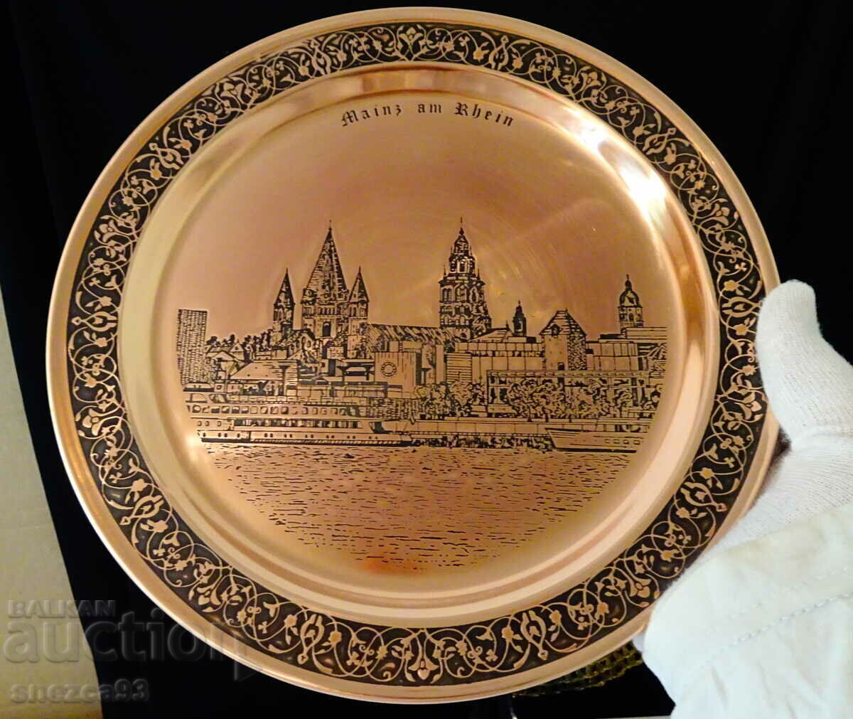 Copper plate, panel, plate, tray with lithography from Mainz. with price 29.00 BGN | € 14.83