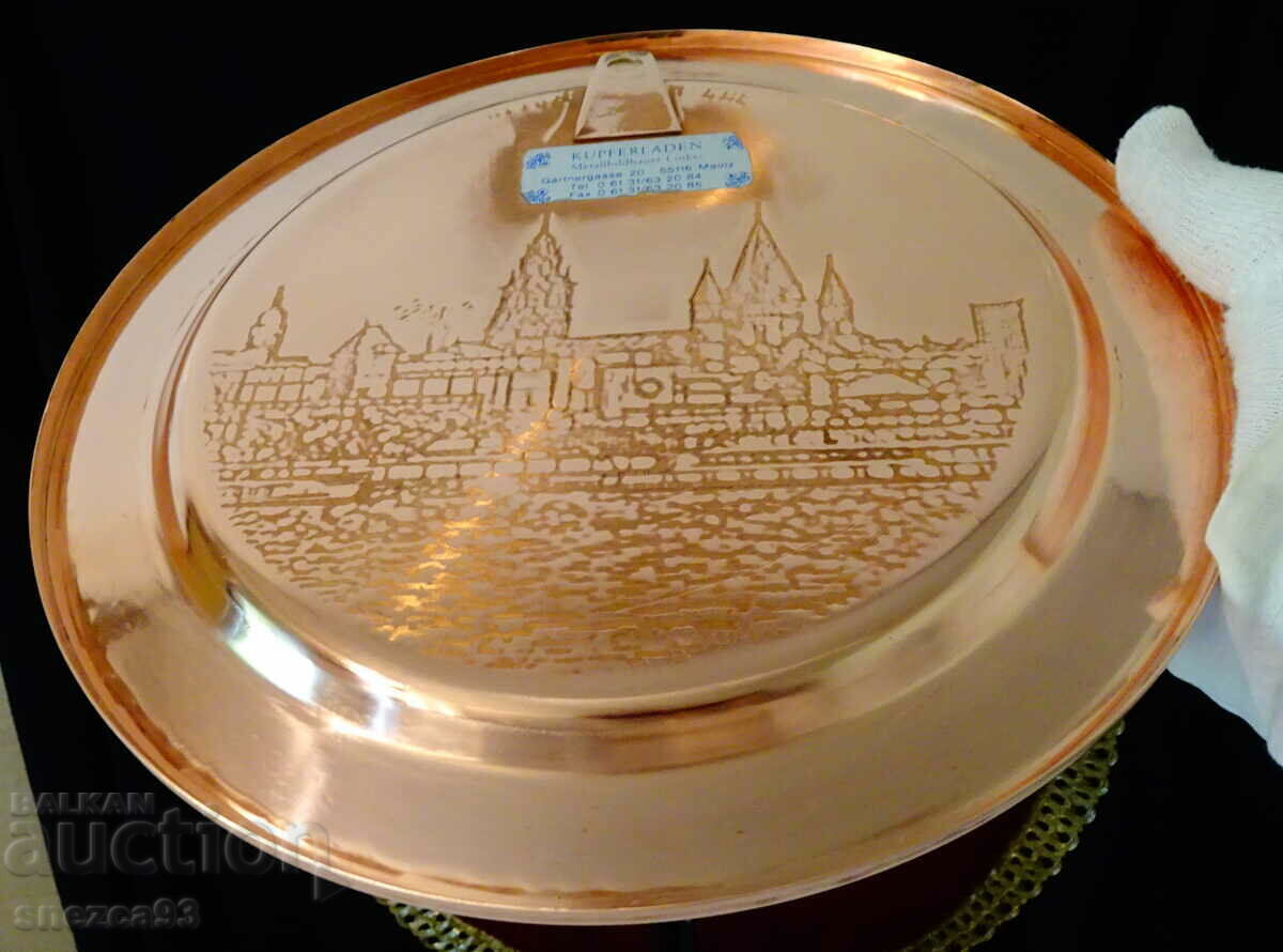 Auction  Copper plate, panel, plate, tray with lithography from Mainz.