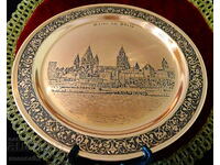 Copper plate, panel, plate, tray with lithography from Mainz.