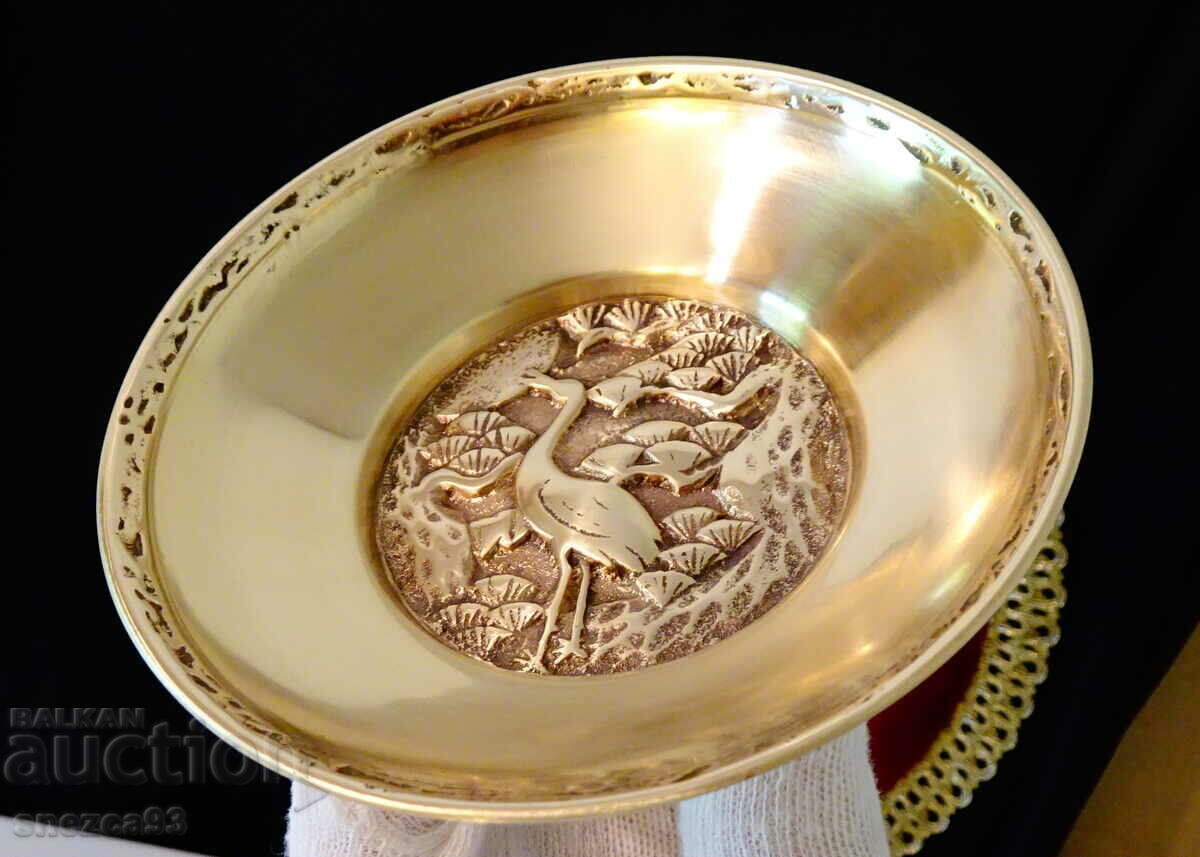 Auction Bronze candy box Crane, marked. Auction Bronze candy box Crane, marked.