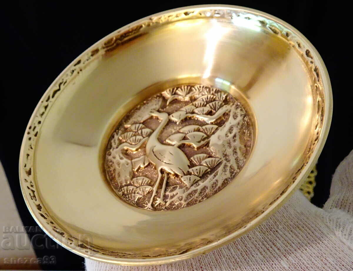 Bronze candy box Crane, marked. Bronze candy box Crane, marked.