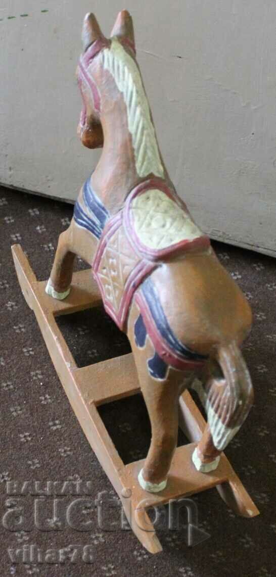 СТАРА ГОЛЯМА ДЪРВЕНА ФИГУРА НА ЛЮЛЕЕЩ КОН - 6 СТАРА ГОЛЯМА ДЪРВЕНА ФИГУРА НА ЛЮЛЕЕЩ КОН - 6