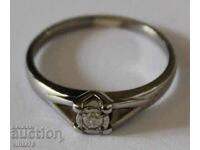 ПРЪСТЕН БЯЛО ЗЛАТО 9 КАРАТА С ДИАМАНТИ