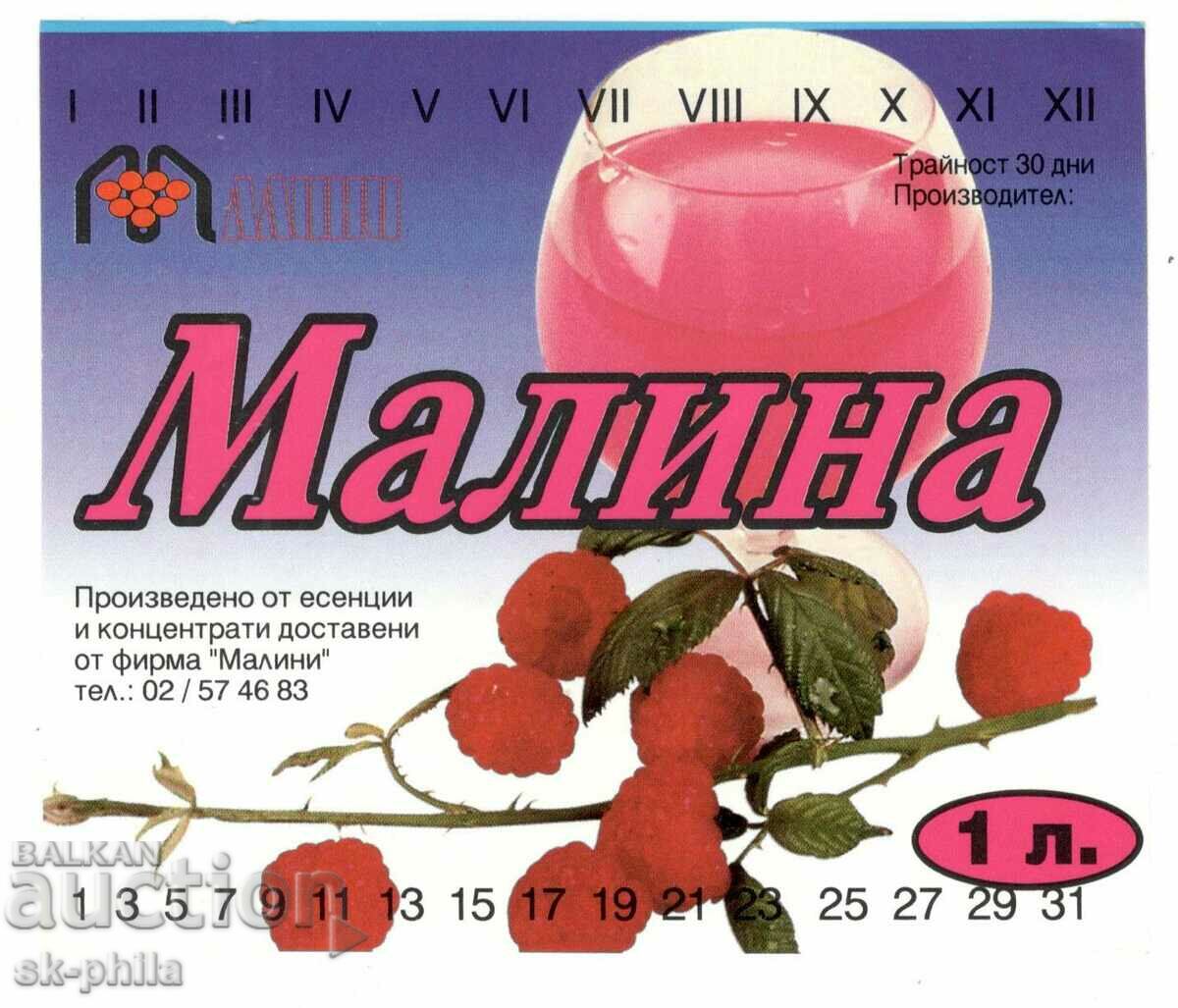 Label of non-alcoholic "Raspberry"