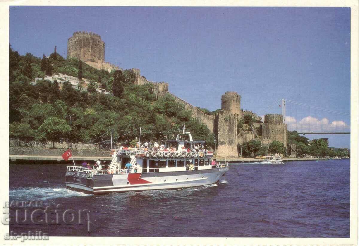 Old postcard - Istanbul, Roman fortress, ship