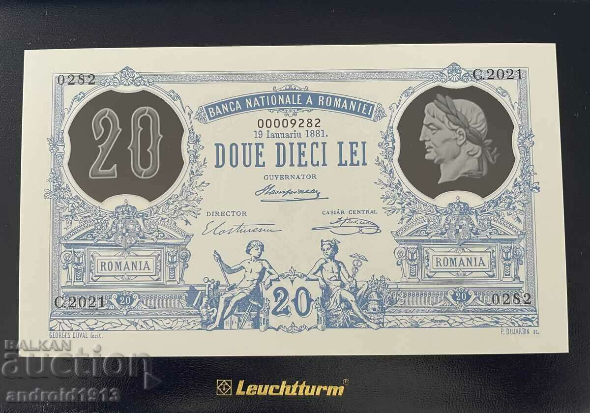 ROMANIA 2021 - 20 LEI 1881, UNC, POLYMER, ANNIVERSARY, FOLDER with price 149.98 BGN | € 76.68 ROMANIA 2021 - 20 LEI 1881, UNC, POLYMER, ANNIVERSARY, FOLDER with price 149.98 BGN | € 76.68