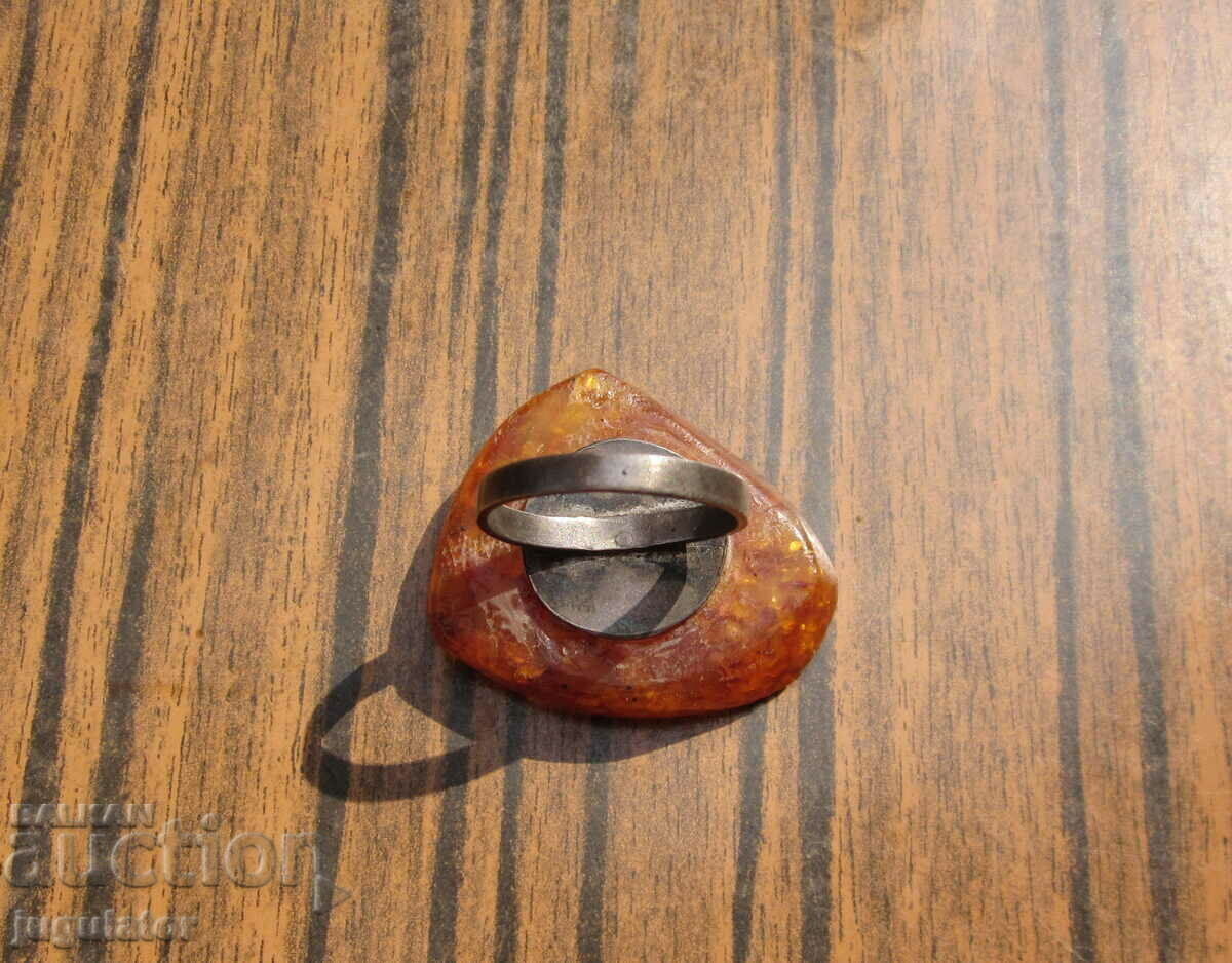 old Russian women's ring with large amber - 5 old Russian women's ring with large amber - 5