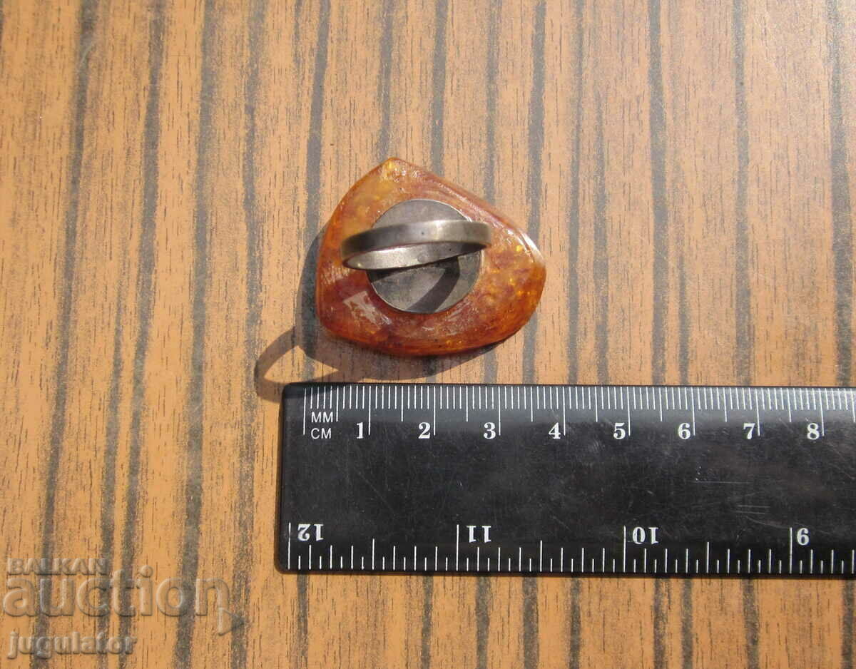 old Russian women's ring with large amber - 6 old Russian women's ring with large amber - 6
