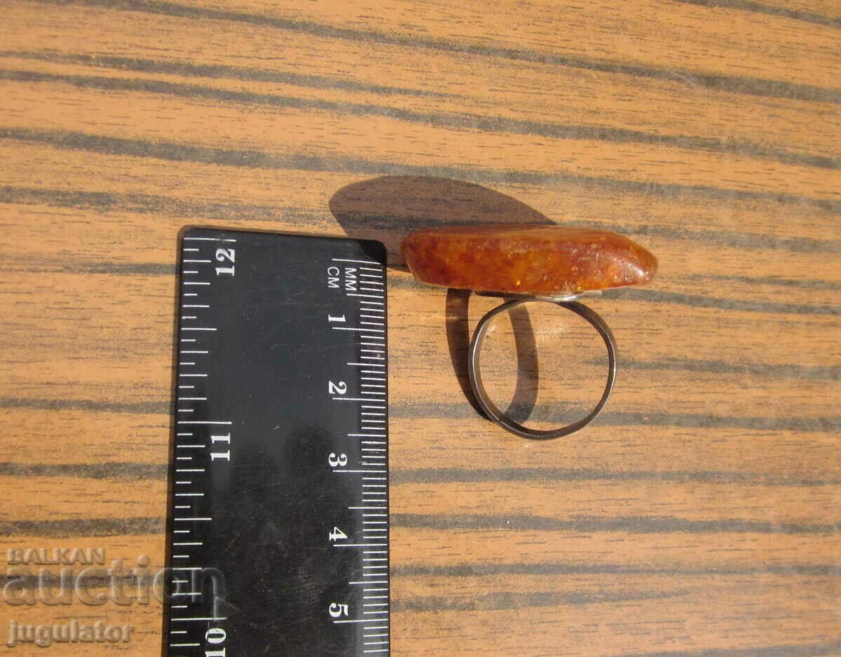old Russian women's ring with large amber - 7 old Russian women's ring with large amber - 7