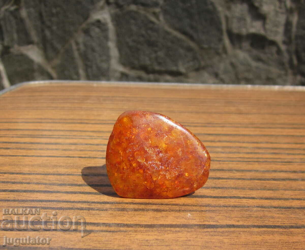 old Russian women's ring with large amber