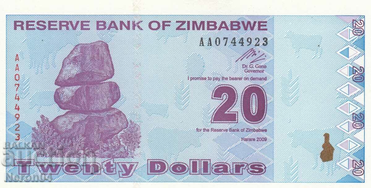 20 USD 2009, Zimbabwe