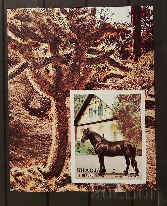 UAE / Sharjah 1972 Fauna / Horse Block Unperforated 5 € MNH