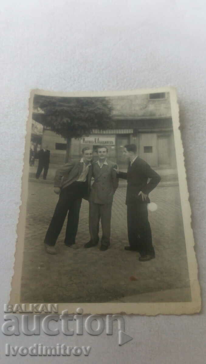 Photo Sofia Three men in front of the store of Marina K. Abadzhieva