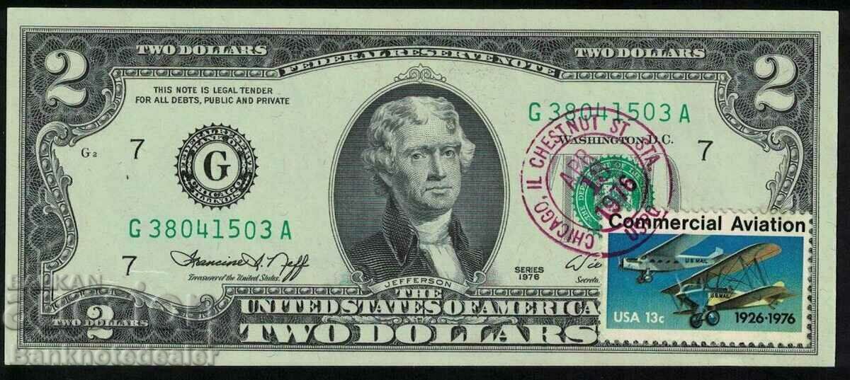 USA 2 Dollars 1976 April 13 Pick 461 Ref 1503 Chicago il Unc