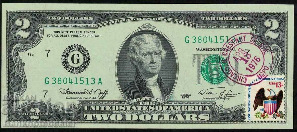 USA 2 Dollars 1976 April 13 Pick 461 Ref 1513 Chicago il Unc