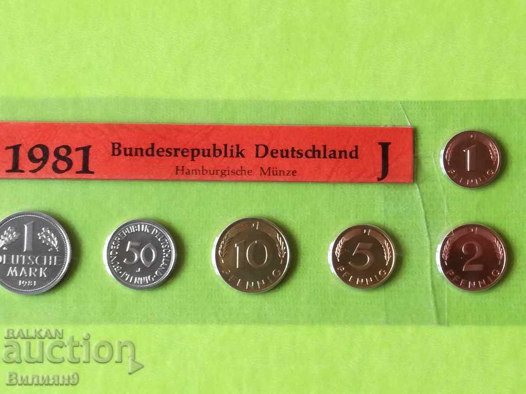 Сет разменни монети Германия 1981 "J" Proof
