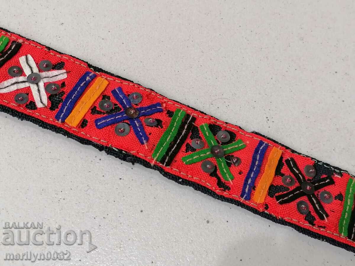 Auction Old hand woven belt, belt, poft, costume Auction Old hand woven belt, belt, poft, costume