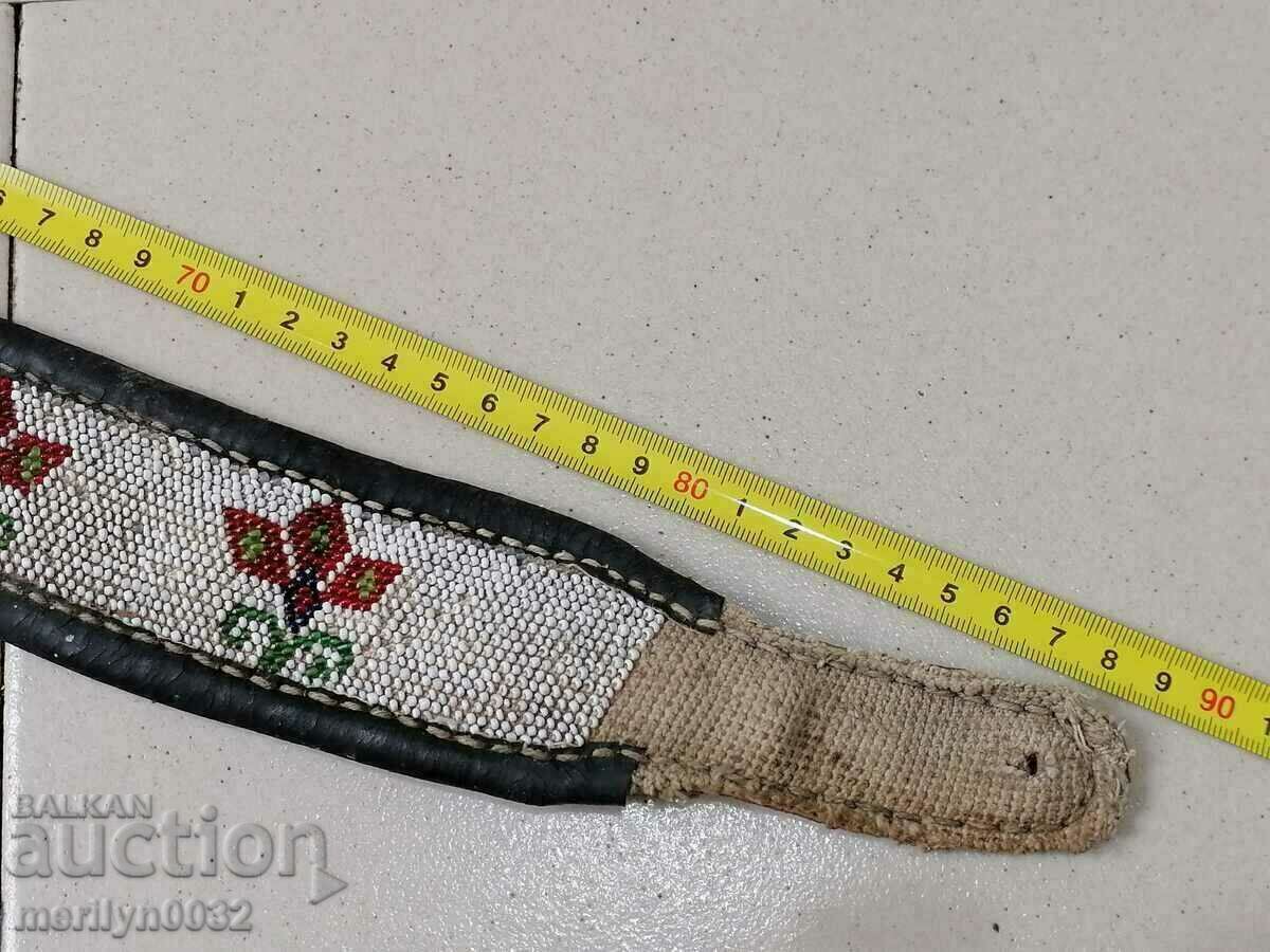 Old handwoven leather belt for pafti beads blue costume - 6 Old handwoven leather belt for pafti beads blue costume - 6