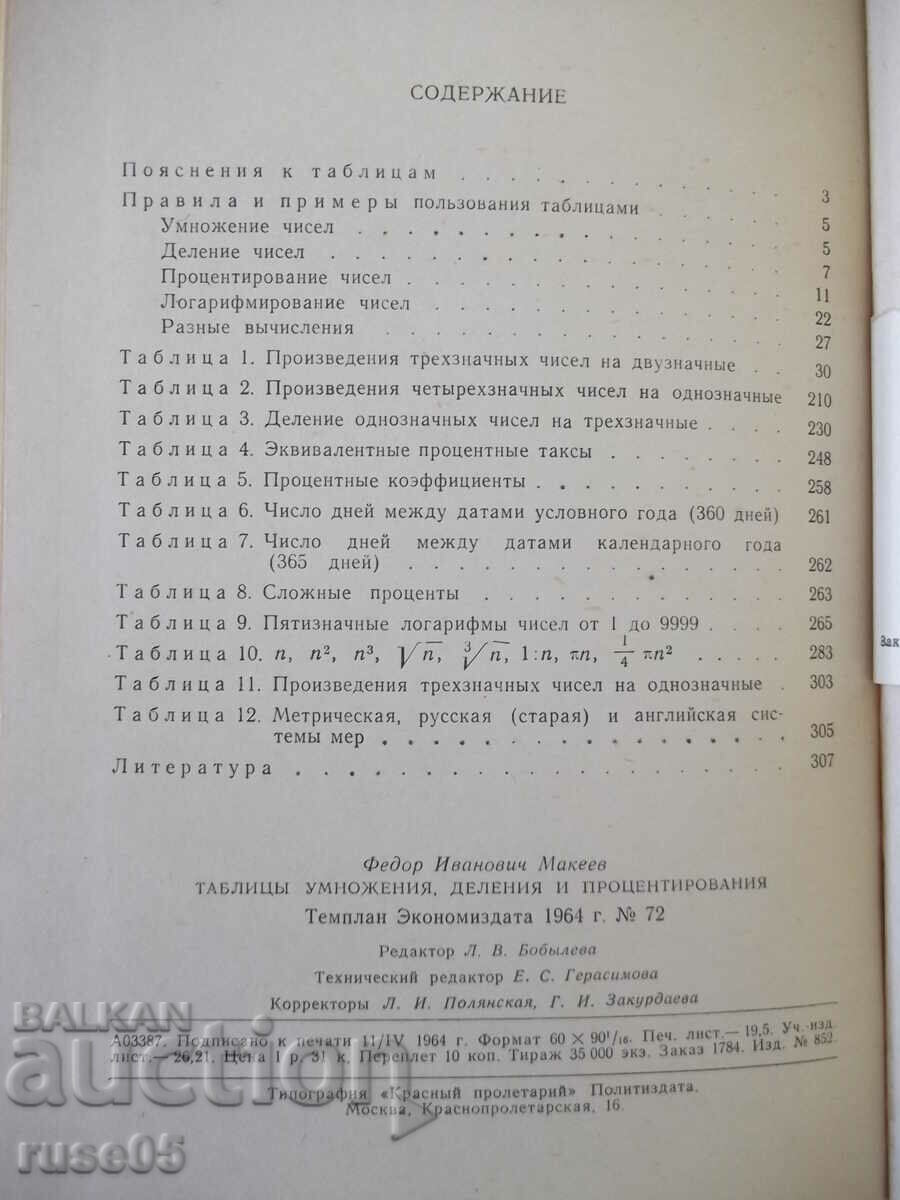 Book "Multiplication, division and percentage tables. - F. Makeev" - 308 pages. - 6 Book "Multiplication, division and percentage tables. - F. Makeev" - 308 pages. - 6