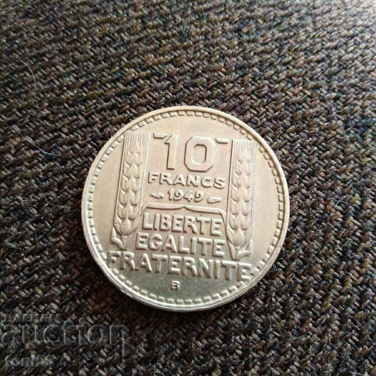 Γαλλία 10 φράγκα 1949 Στο UNC - μικρό κεφάλι